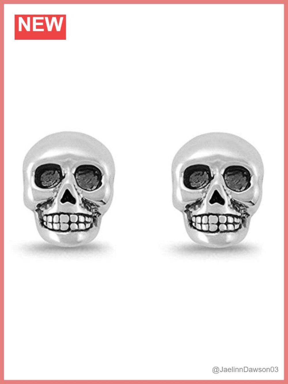 Sterling Silver Skull Skeleton Stud Earrings Push Back